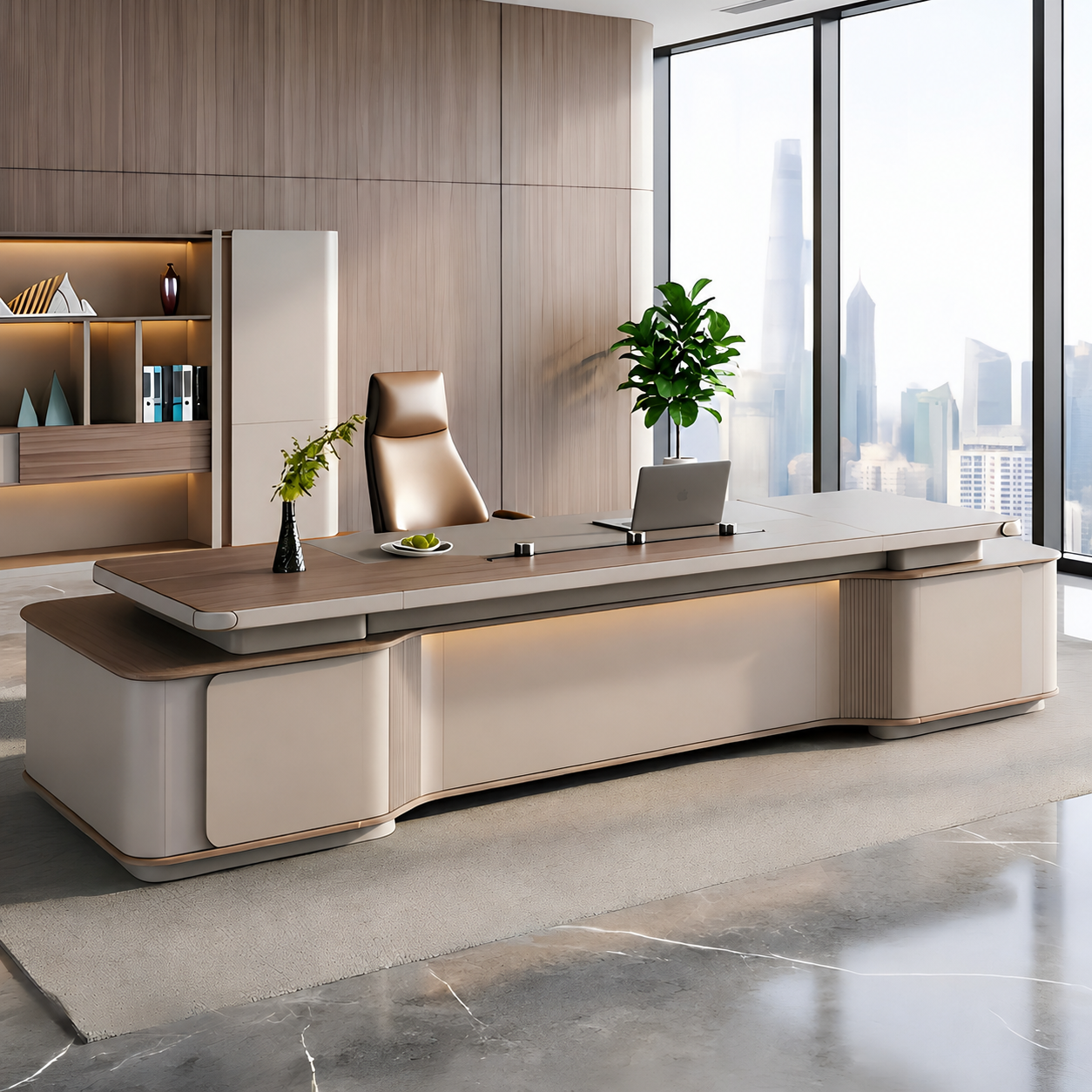 Designer Executive Desk with Rounded Edge Detail