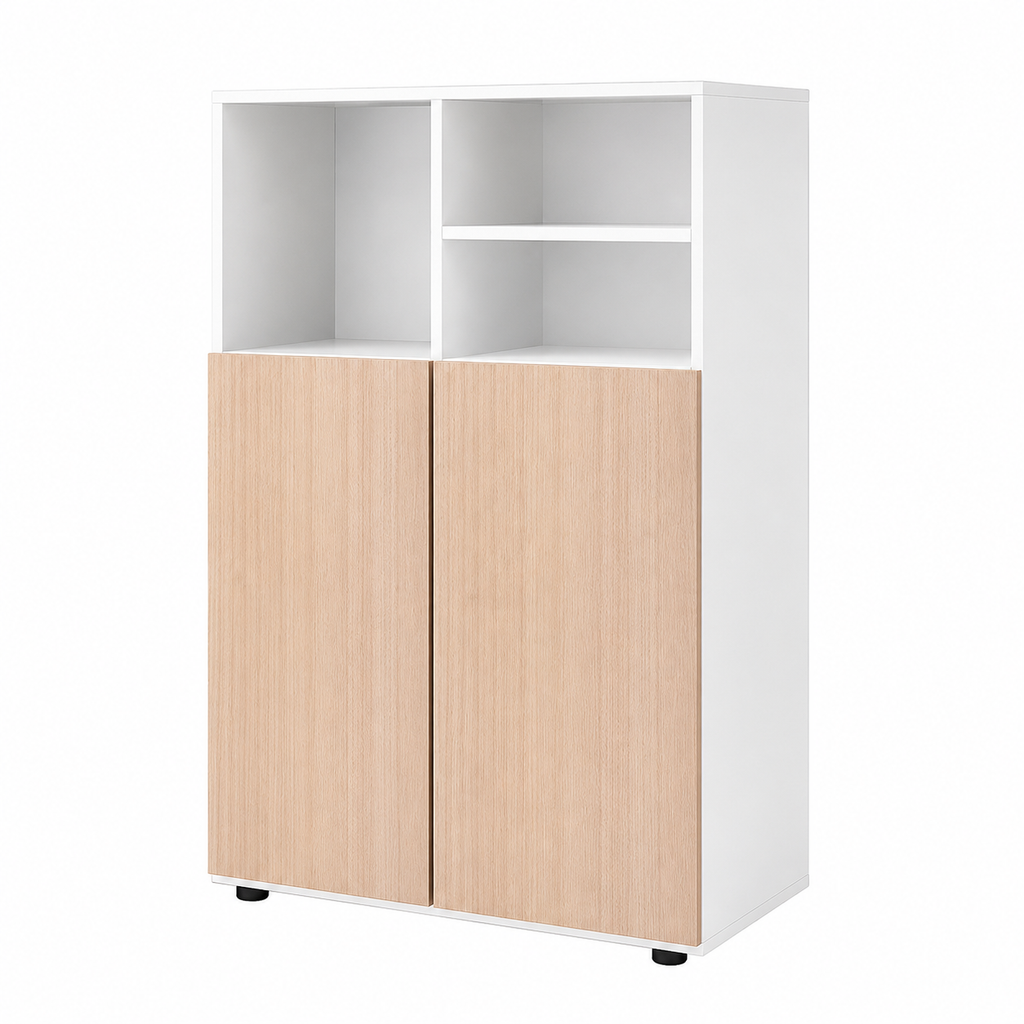 Natural Woodgrain Office Filing Cabinet with Open Display Storage