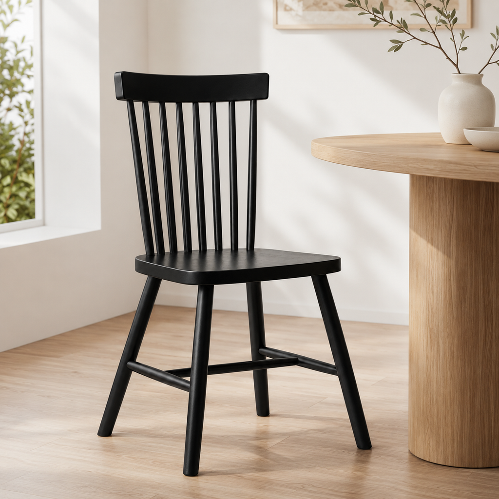 Solid Rubberwood Spindle Back Dining Chair
