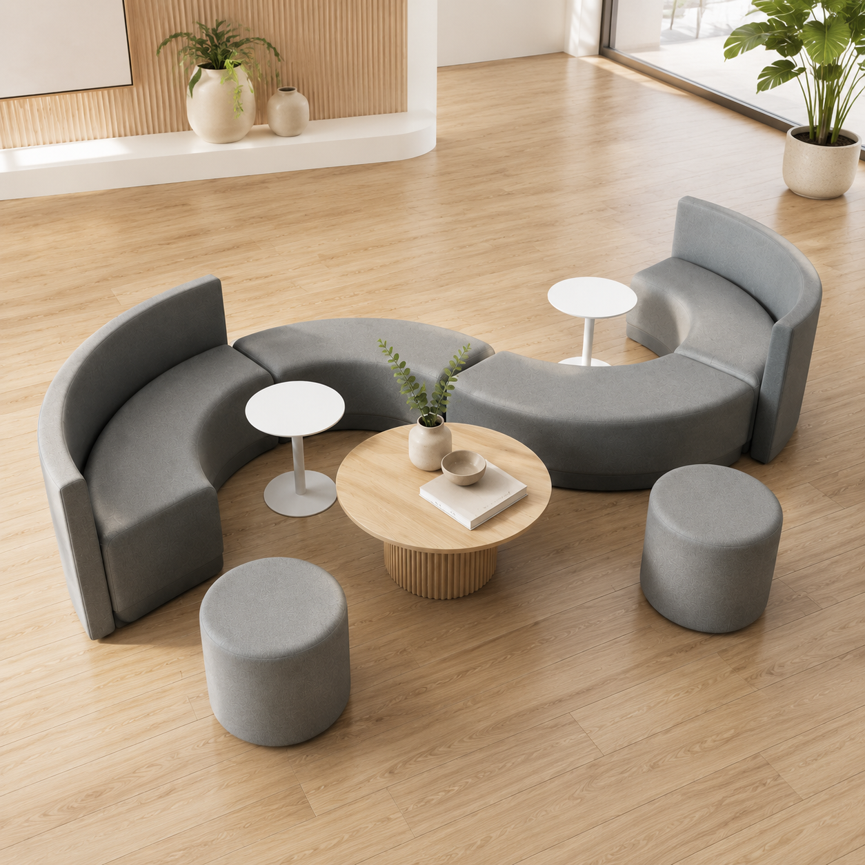 Agile Curved Modular Lounge Suite for Collaborative Breakout Areas and Modern Reception Spaces