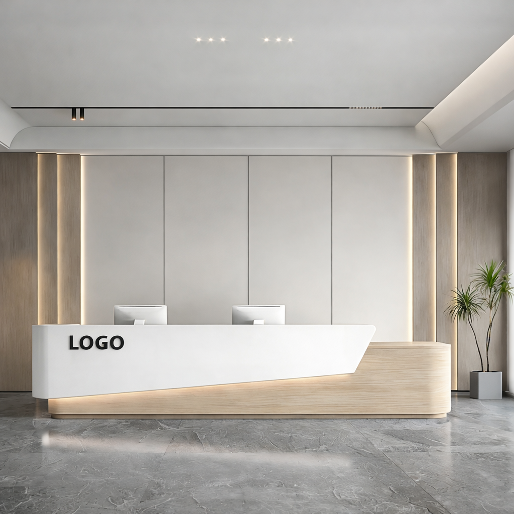 Reception Control Panel Premium Reception Desk with Angled Front Panel – Relvox Furniture