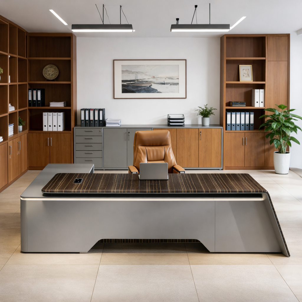 Minimalist Executive Desk with Floating Edge Detail