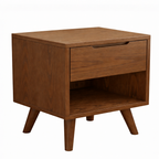 Compact Wooden Bedside Table with Drawers