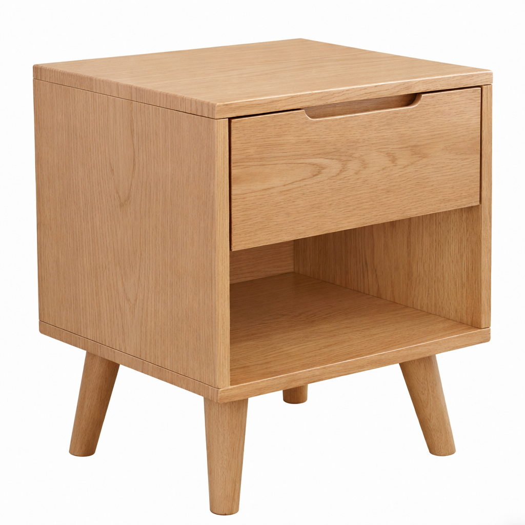 Compact Wooden Bedside Table with Drawers