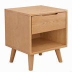 Compact Wooden Bedside Table with Drawers