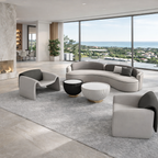 Modern Organic Curved Fabric Sofa Set - Designer Lounge Suite for Contemporary Open Living