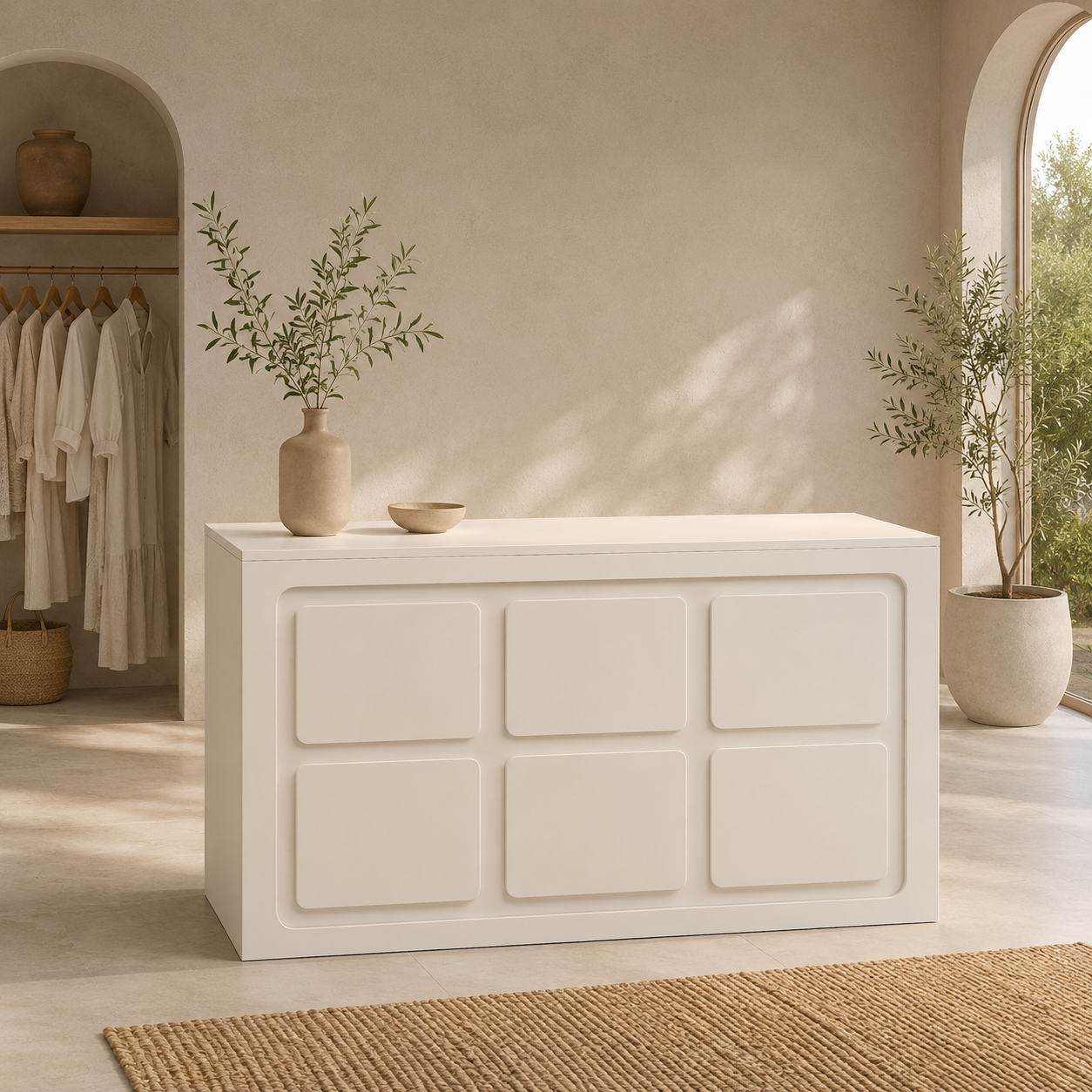 Modern Panel Reception Desk with Storage