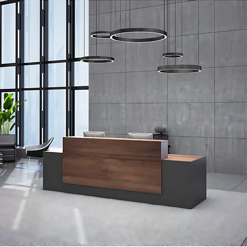 Straight Reception Desk with Secure Drawer and Built-In Cabine