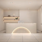 Modern Reception Desk with Keyboard Tray and Lockable Storage Drawer