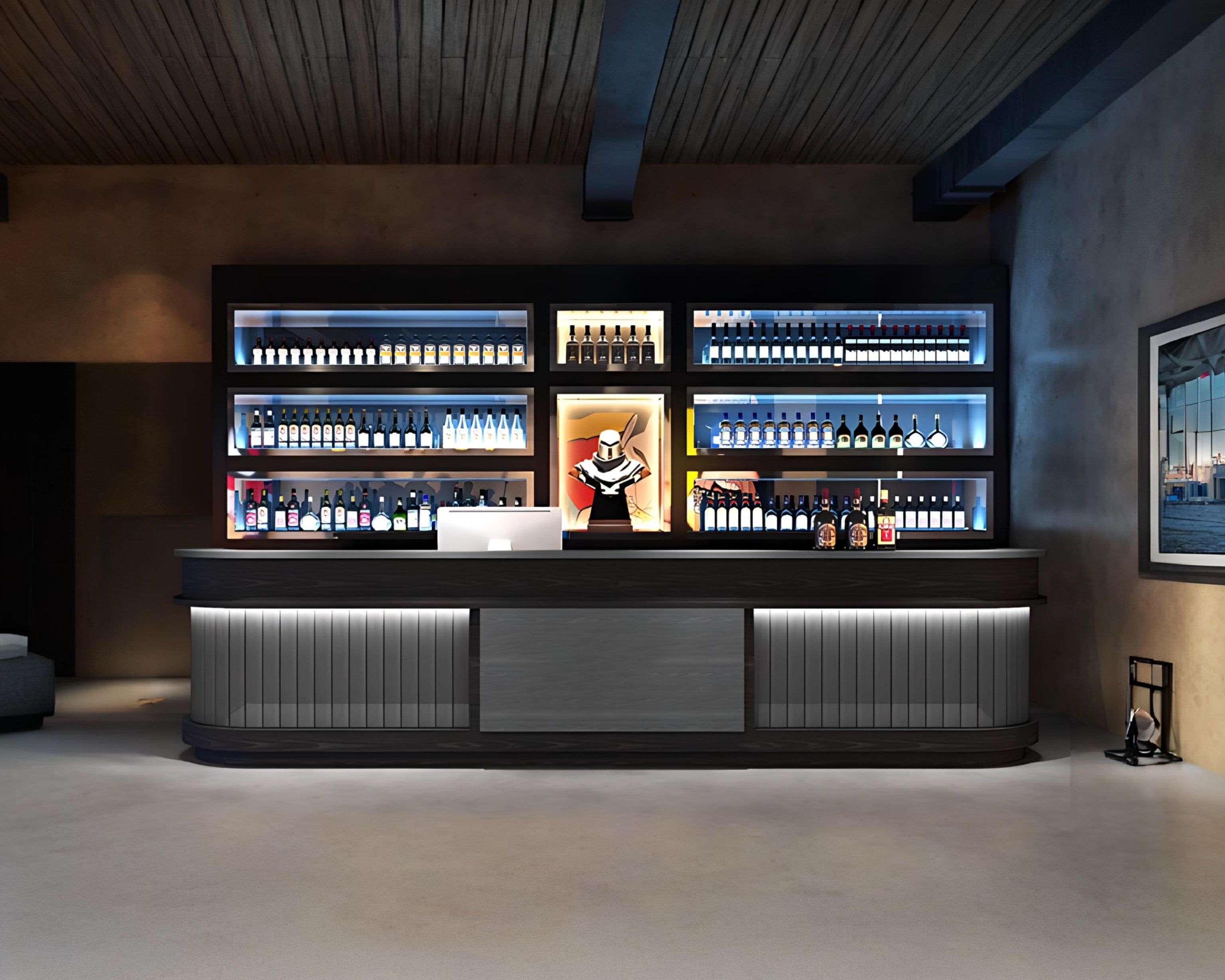 Modern Bar Reception Counter with Ambient LED Lights