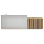 Right high side without return reception counter with White & Natural Oak  Finish and LED accent lighting