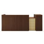 Modern Timber Reception Counter with Rattan Front Panel