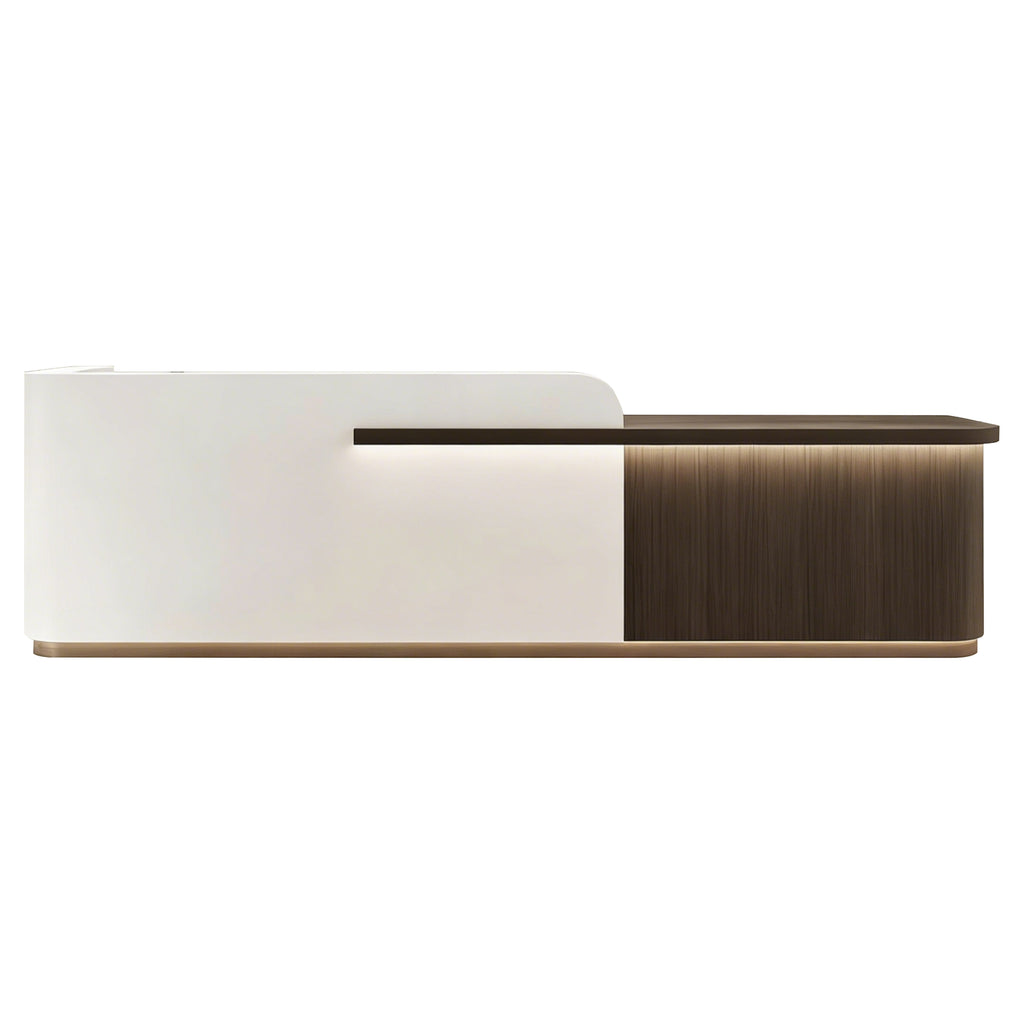 Modern Lit Beauty Salon Reception Desk with Sleek Two-Tone Design
