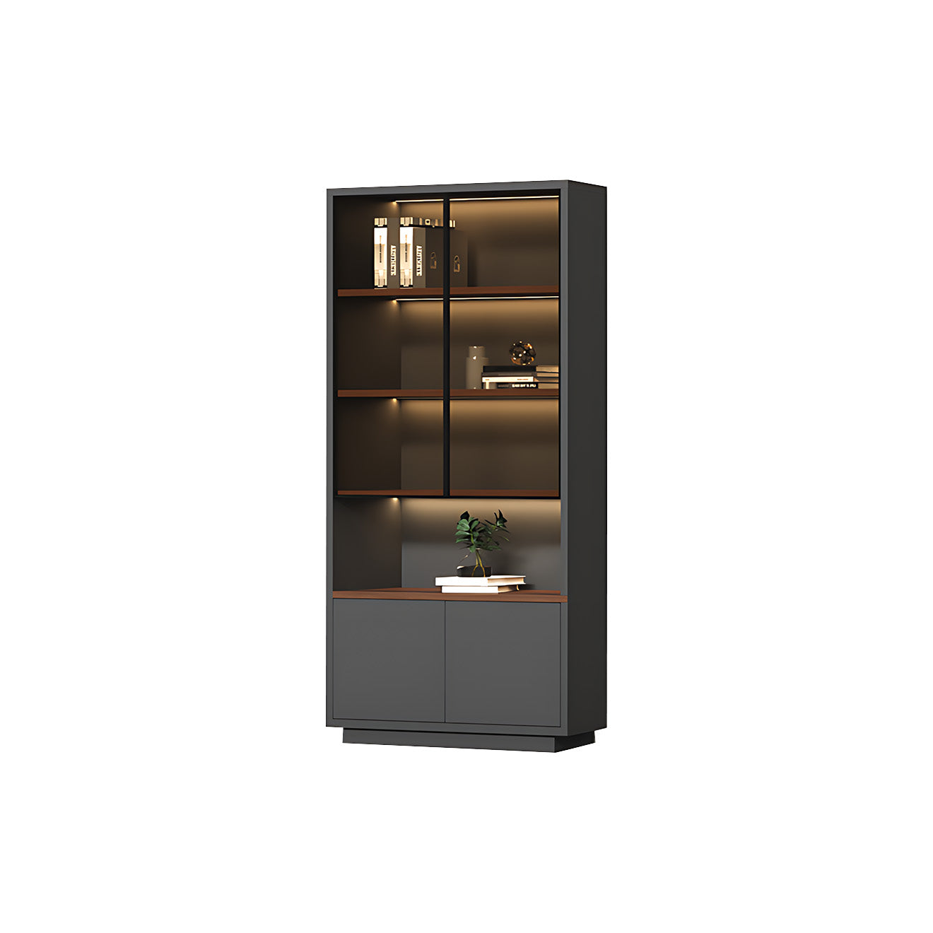 Modern Open-Shelved Executive Storage Cabinet