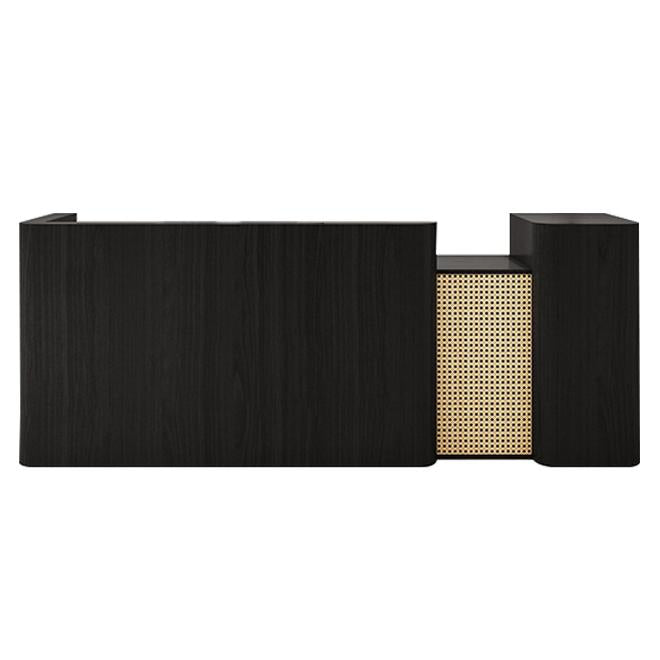 Modern Timber Reception Counter with Rattan Front Panel
