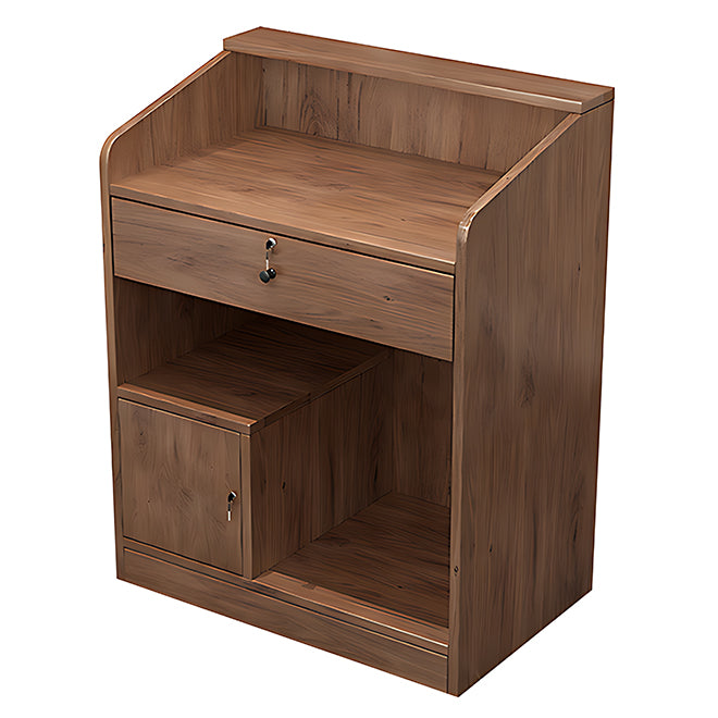 Compact White Reception Counter with Custom Logo