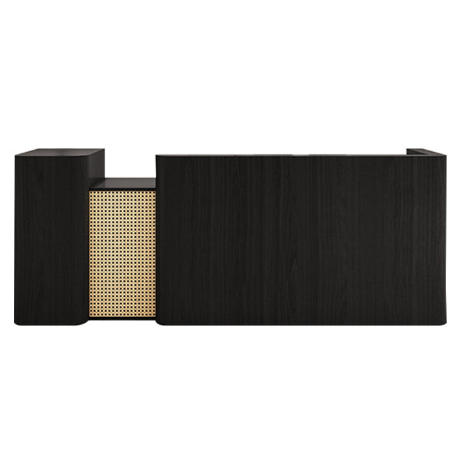 Modern Timber Reception Counter with Rattan Front Panel