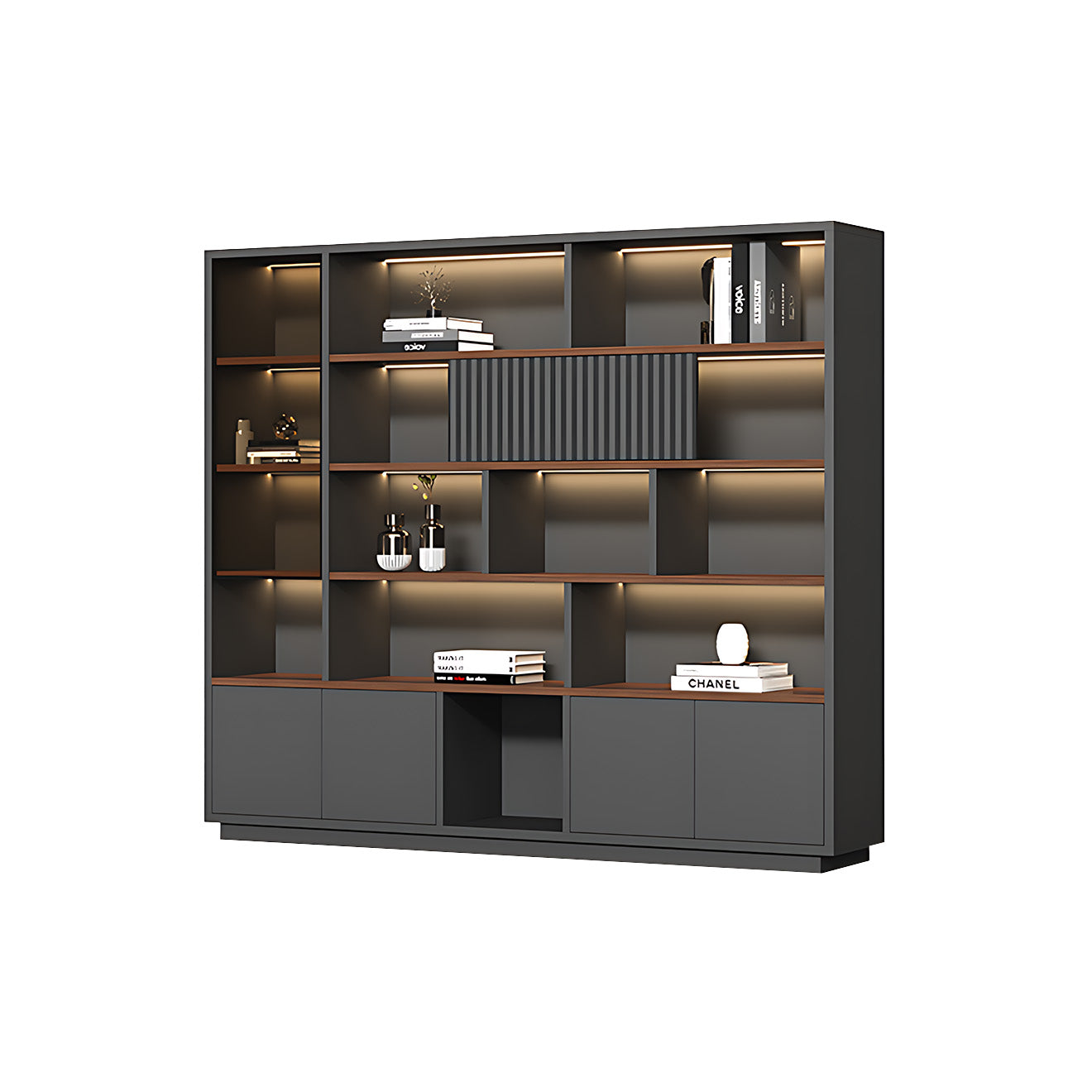 Modern Open-Shelved Executive Storage Cabinet