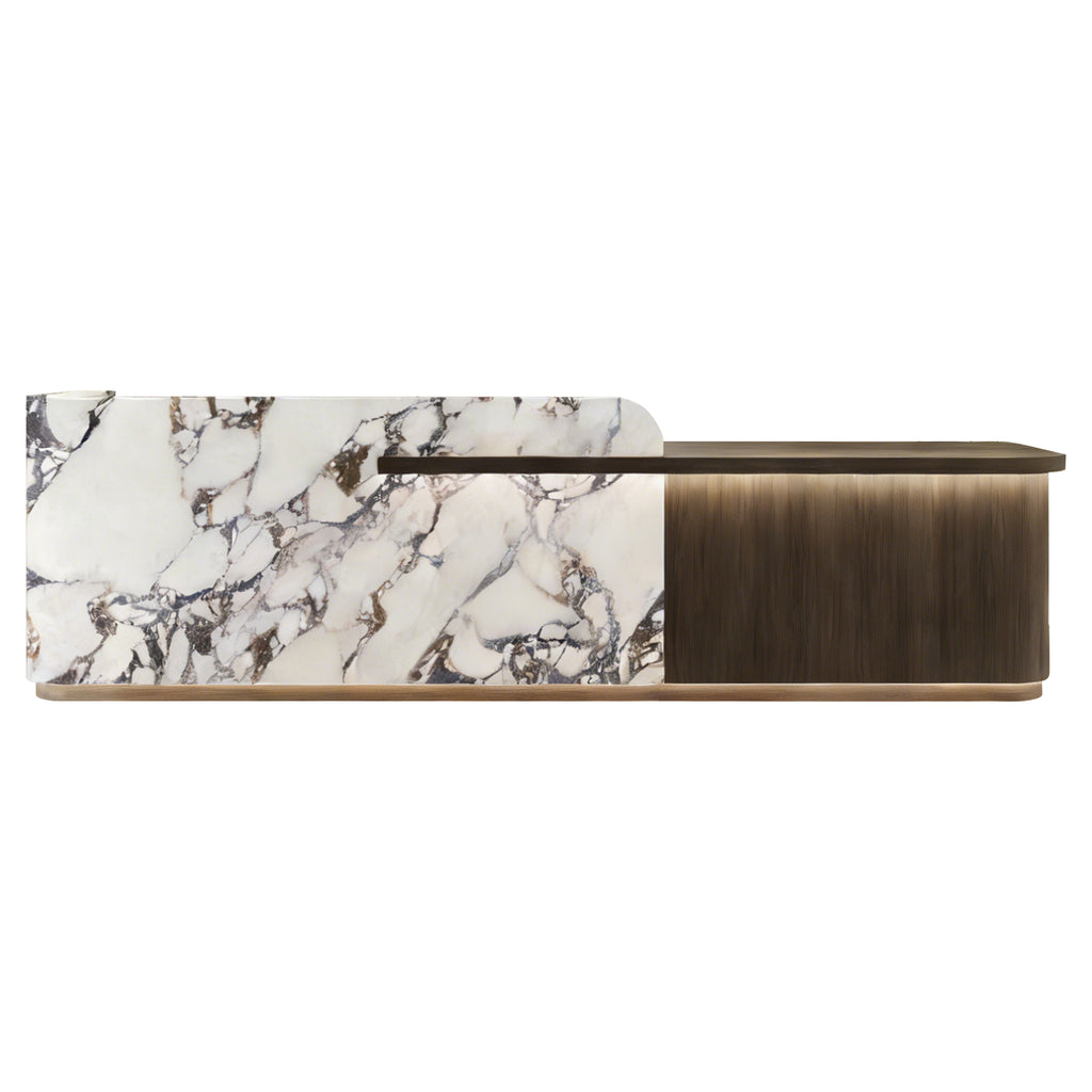 Modern Lit Beauty Salon Reception Desk with Sleek Two-Tone Design