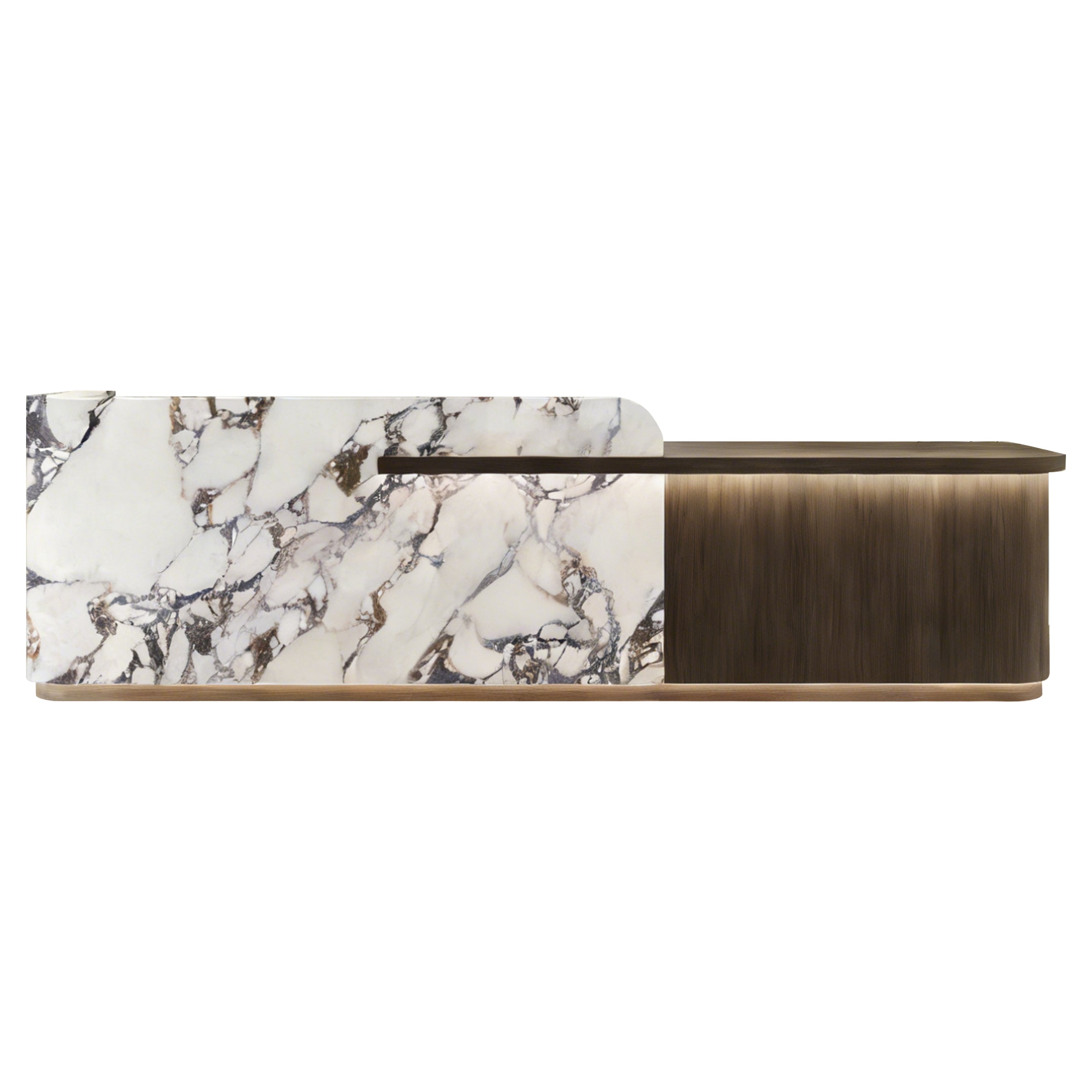 Modern Lit Beauty Salon Reception Desk with Sleek Two-Tone Design