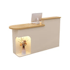 Modern Reception Desk with Soft-Lit Display Alcove