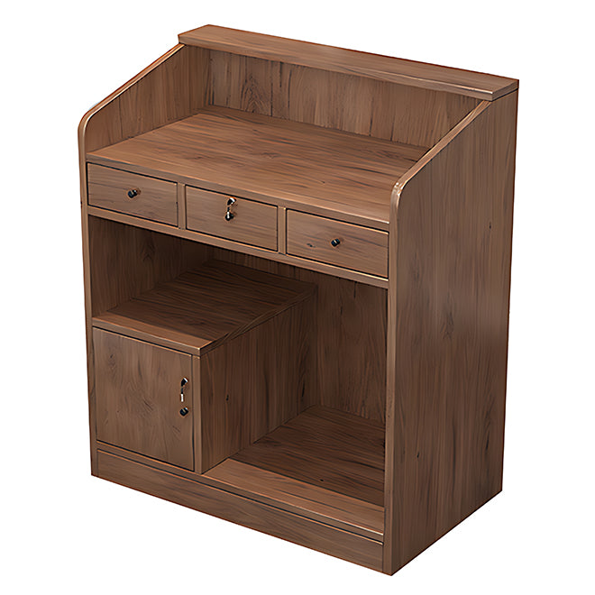 Compact White Reception Counter with Custom Logo