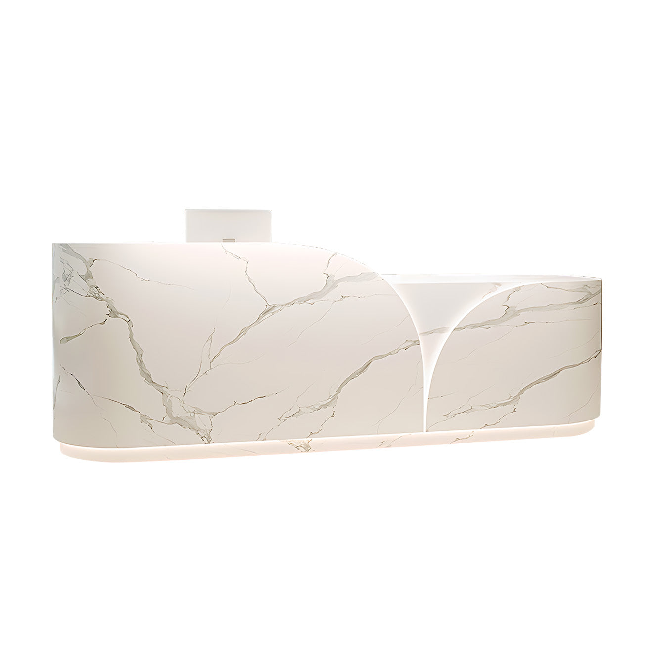 Curved Reception Counter with LED Lighting – Stylish Front Desk for Offices, Clinics and Retail