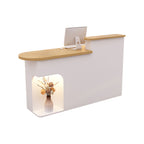 Modern Reception Desk with Soft-Lit Display Alcove