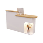 Modern Reception Desk with Soft-Lit Display Alcove
