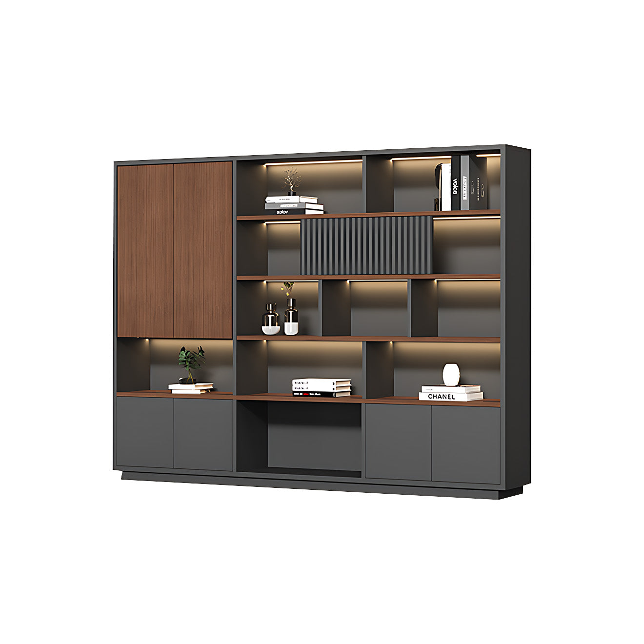 Modern Open-Shelved Executive Storage Cabinet
