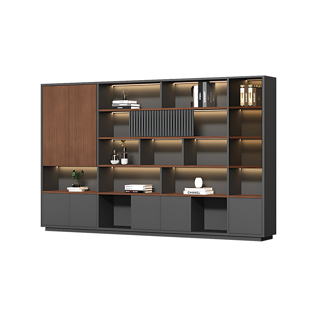 Modern Open-Shelved Executive Storage Cabinet
