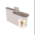 Modern Reception Desk with Soft-Lit Display Alcove