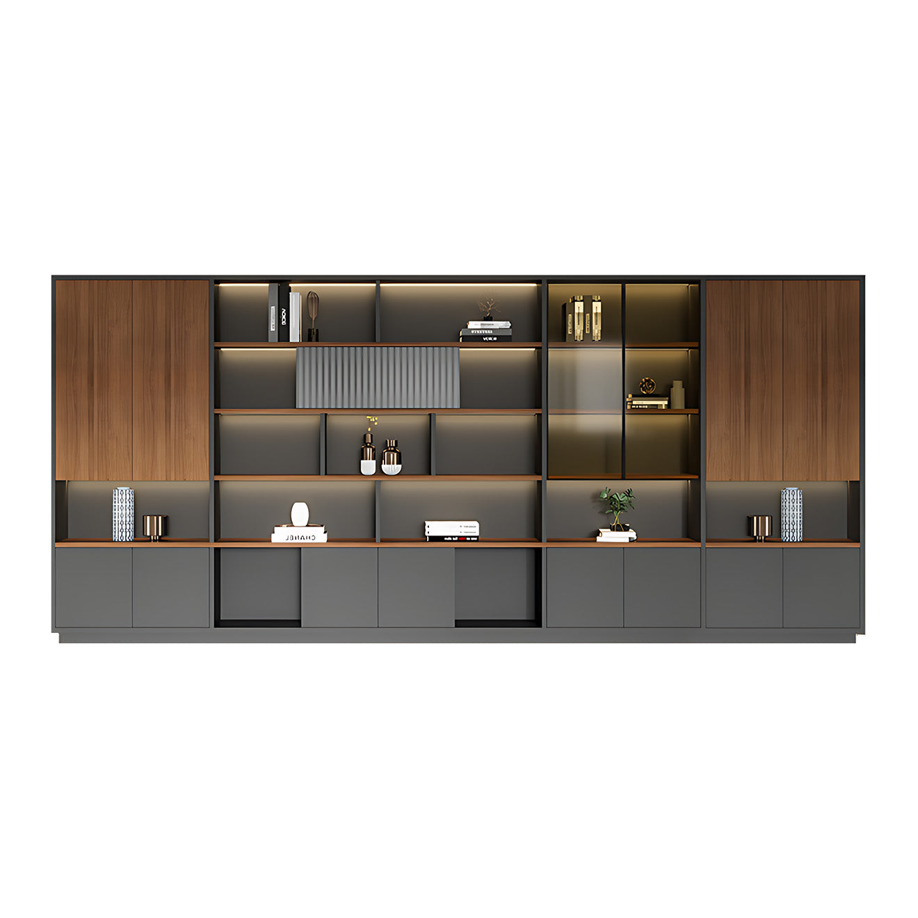 Modern Open-Shelved Executive Storage Cabinet