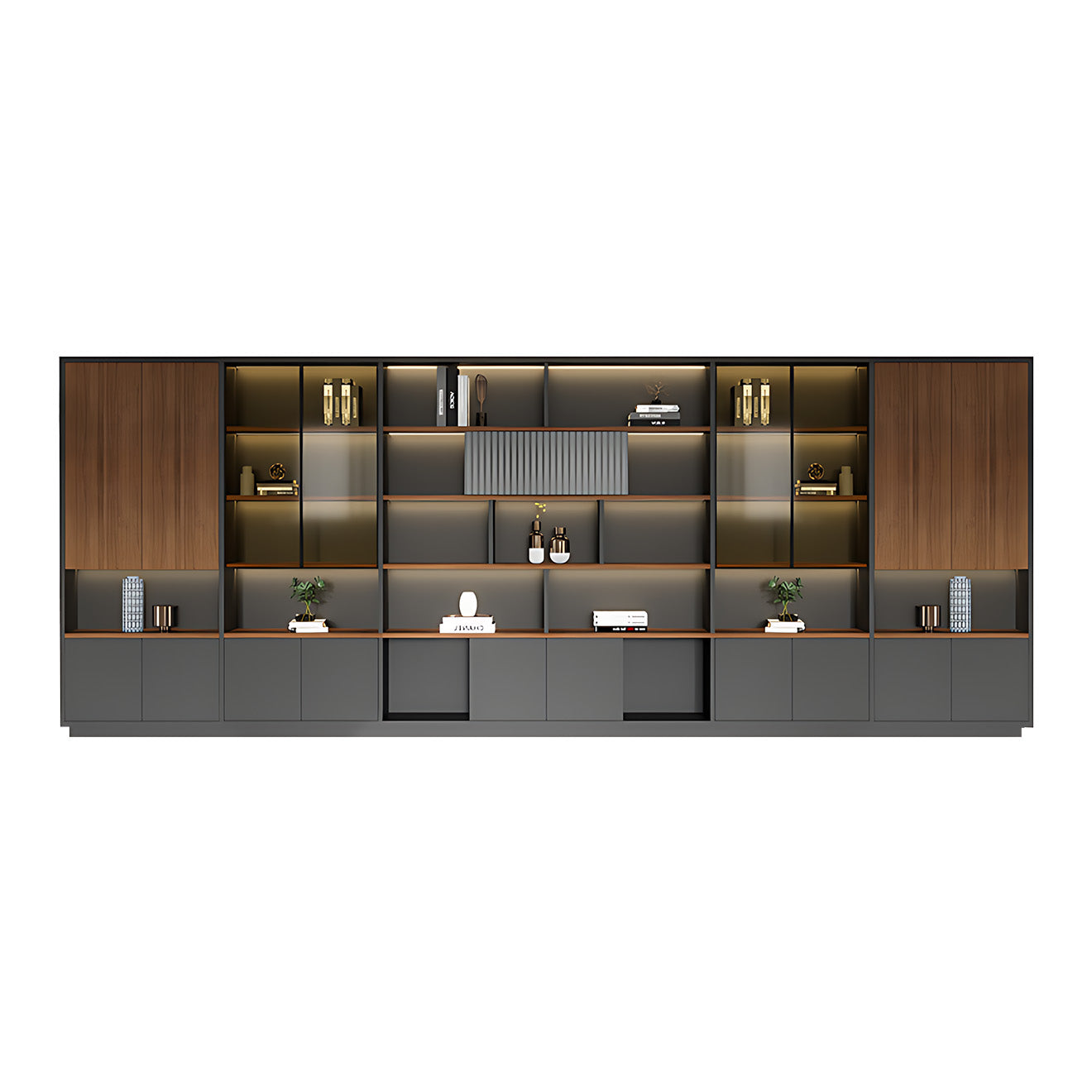 Modern Open-Shelved Executive Storage Cabinet