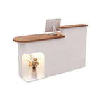 Modern Reception Desk with Soft-Lit Display Alcove