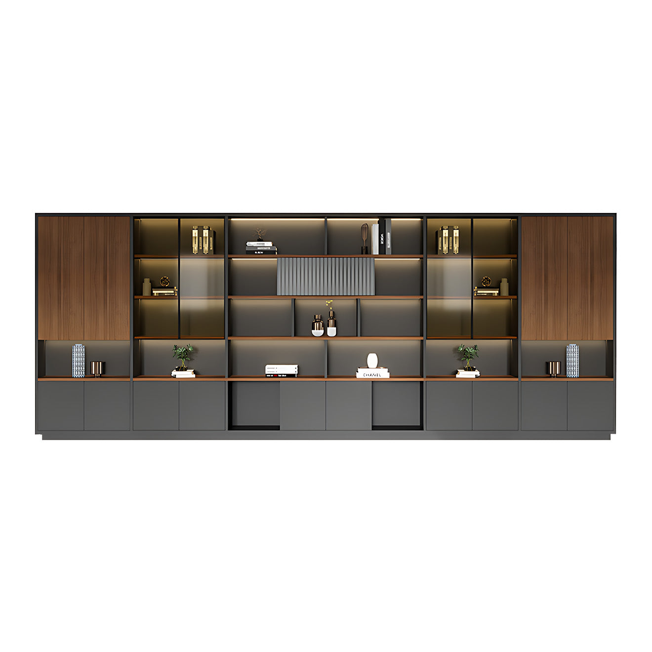 Modern Open-Shelved Executive Storage Cabinet