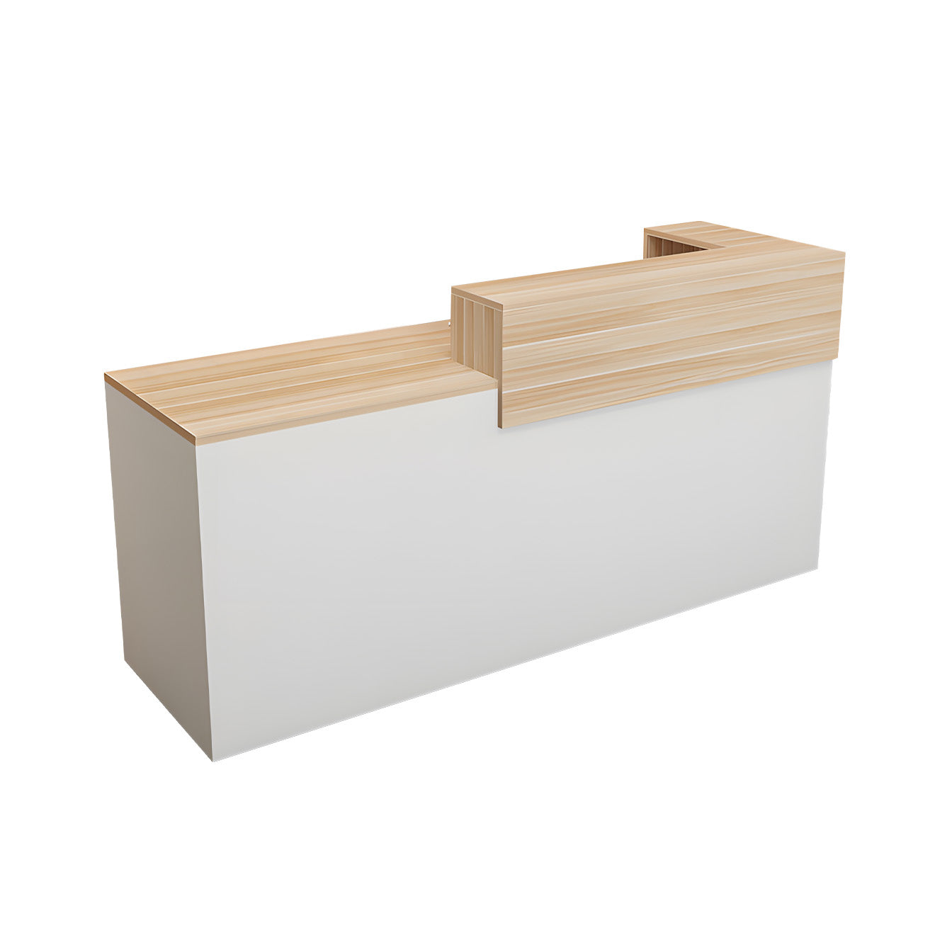 Double-Layer Reception Counter with Storage Drawers and Keyboard Tray