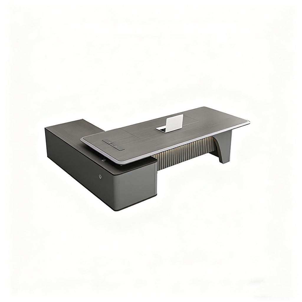 L-Shape Modern Executive Desk with Integrated Storage