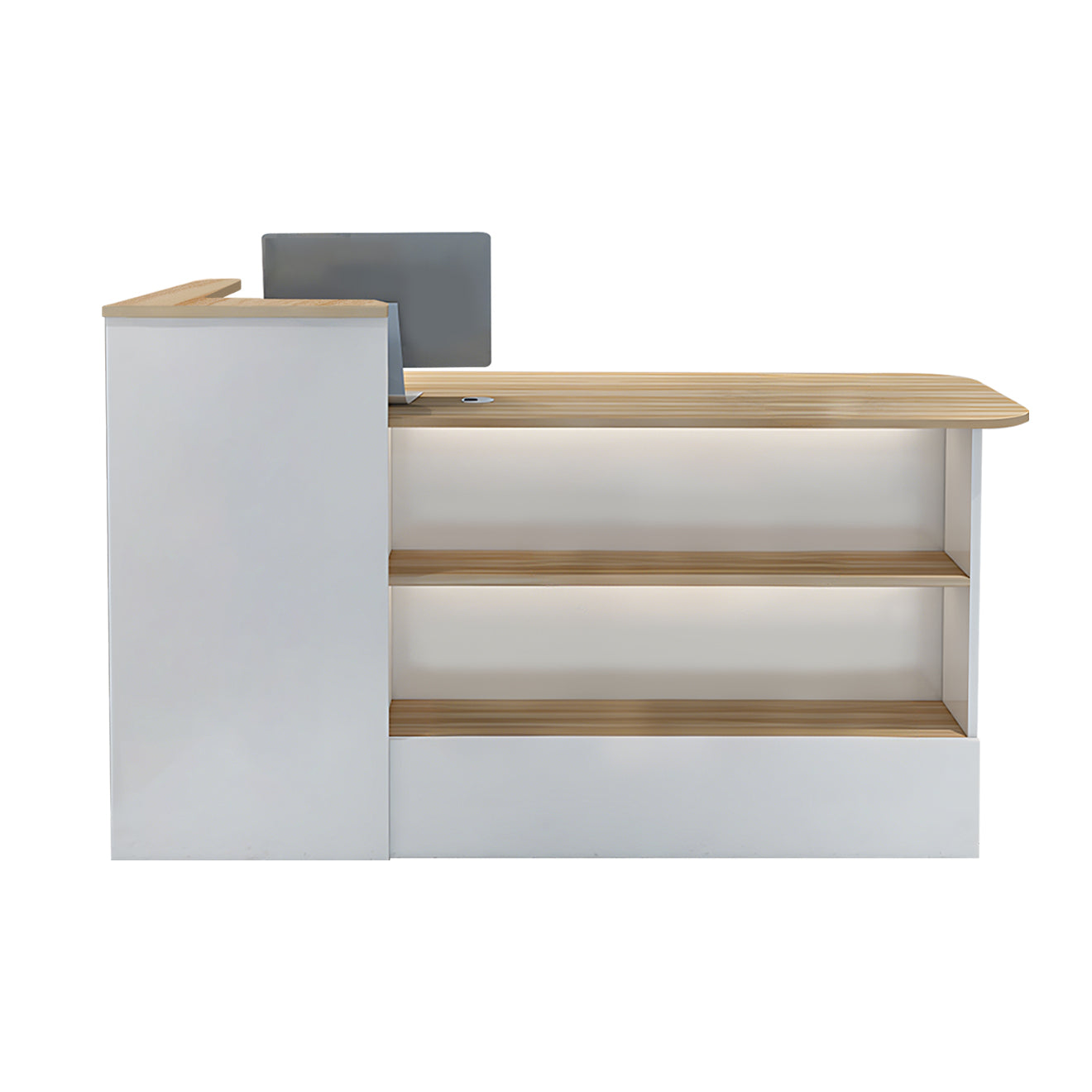 Compact Reception Desk with Straight Shelves