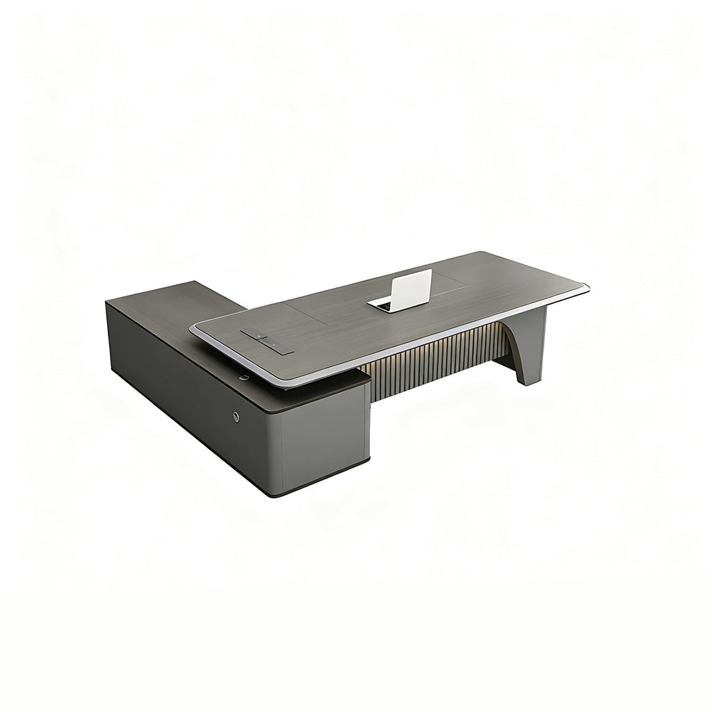 L-Shape Modern Executive Desk with Integrated Storage