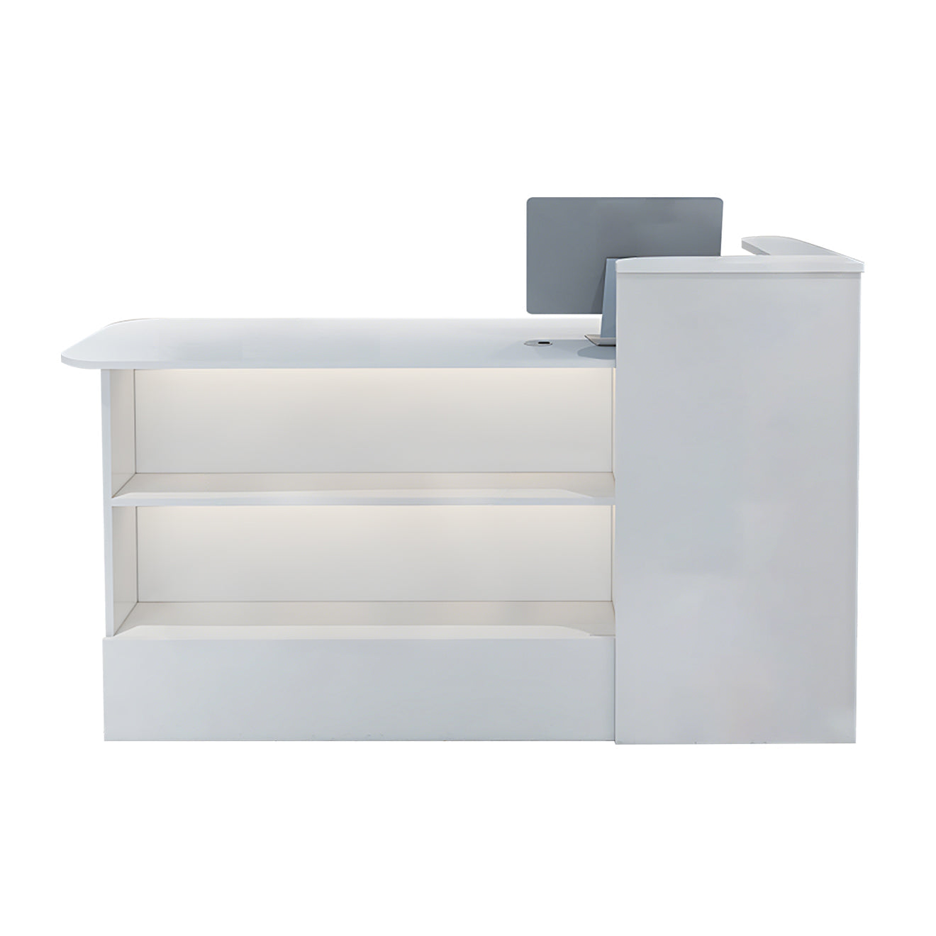 Compact Reception Desk with Straight Shelves