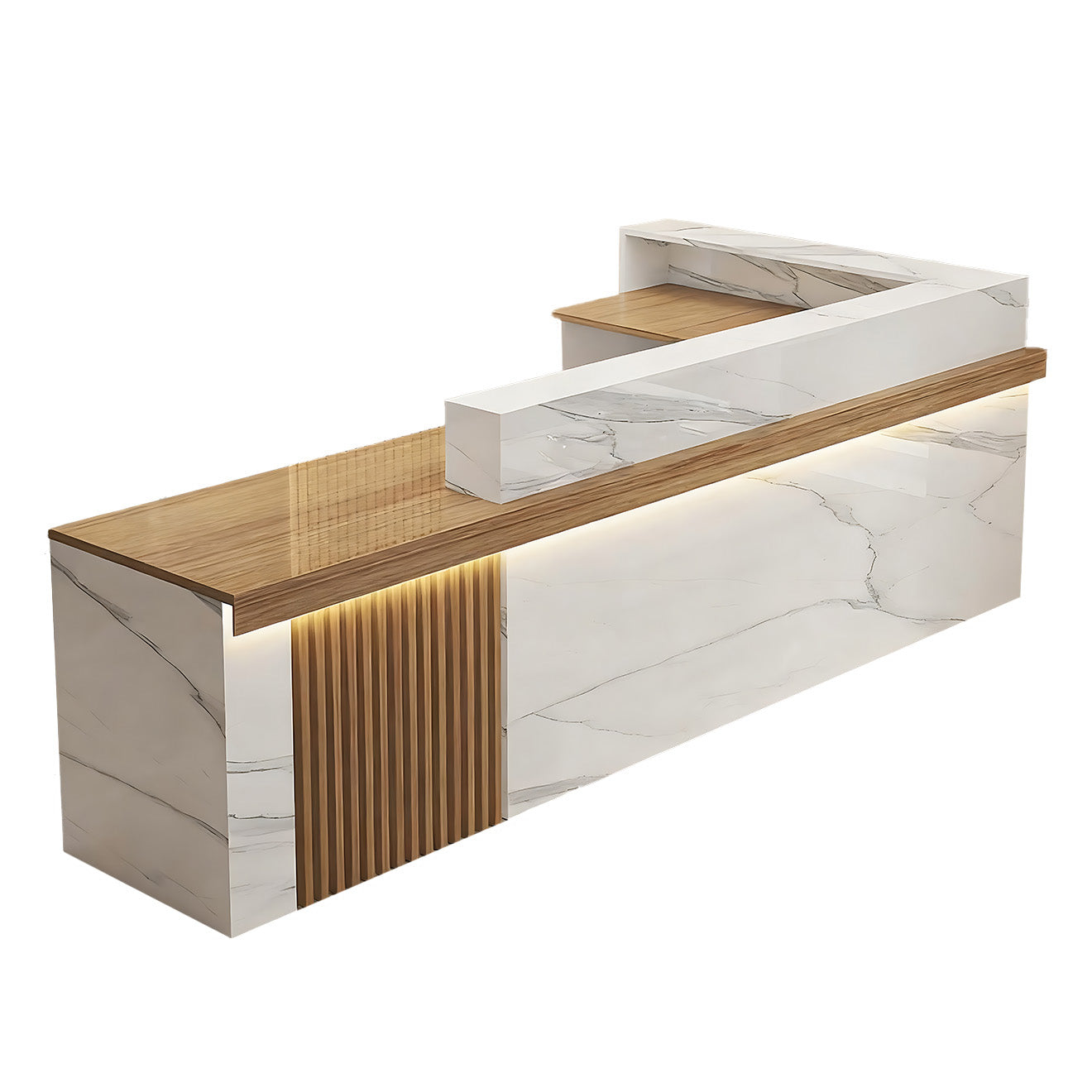 Minimalist Corner Reception Desk with Cashier Counter