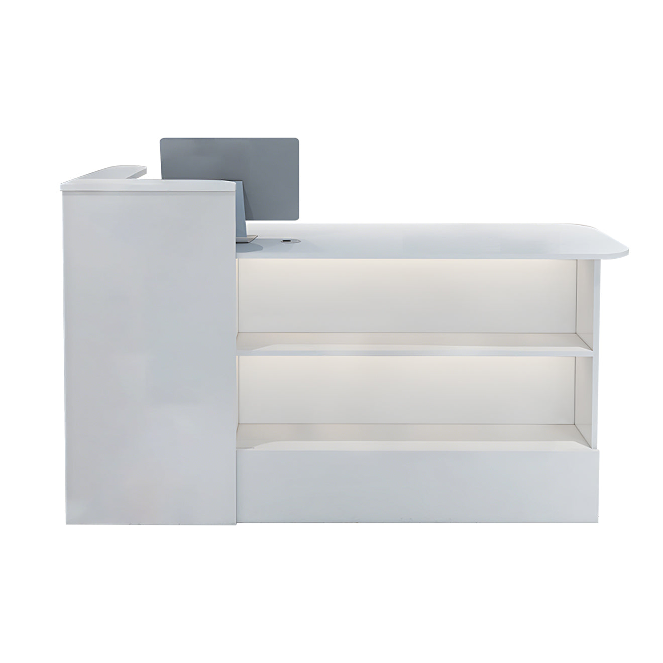 Compact Reception Desk with Straight Shelves