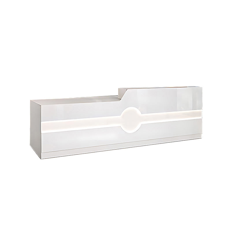 Straight Reception Desk Featuring Cable Management & Custom Log