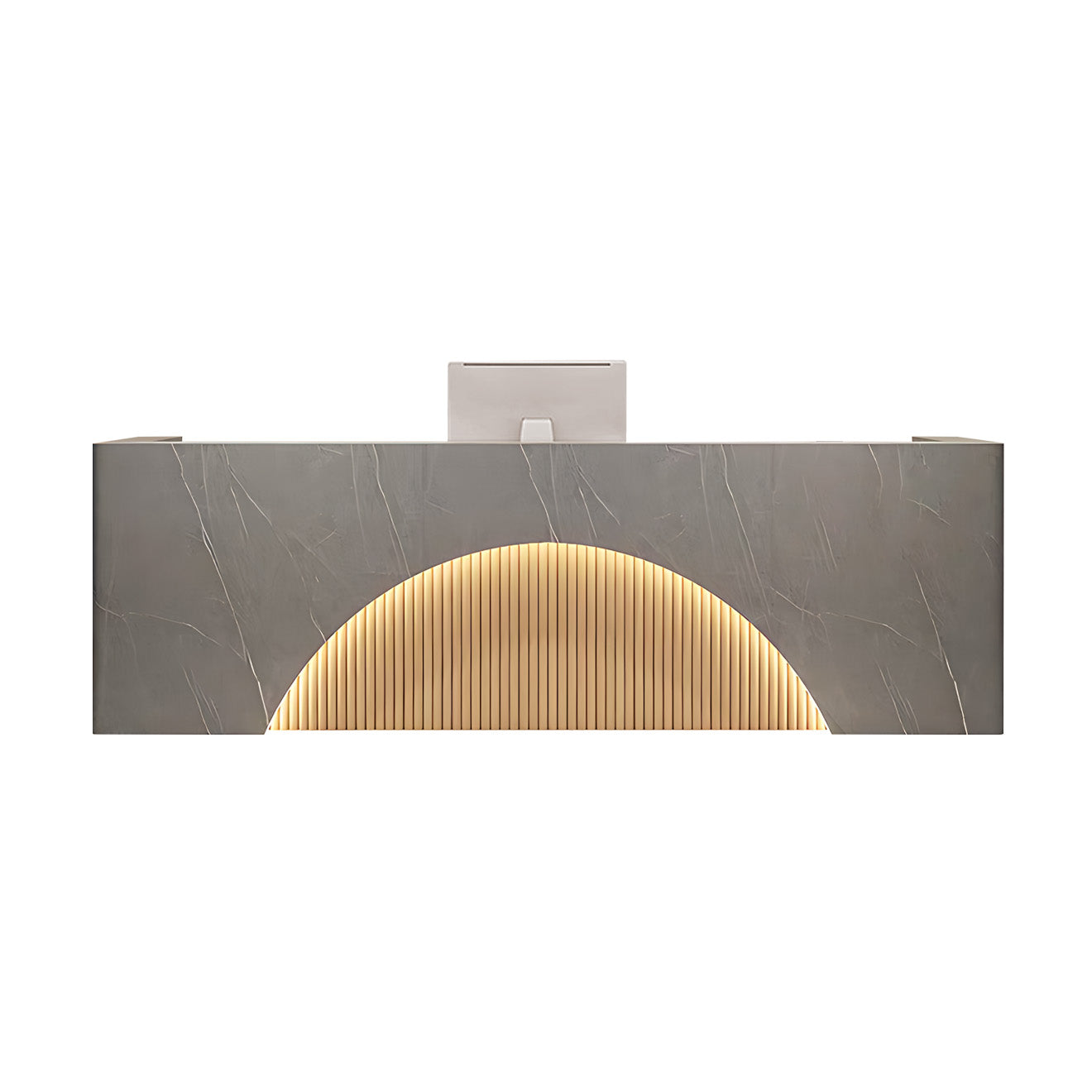 Modern Reception Desk with Keyboard Tray and Lockable Storage Drawer