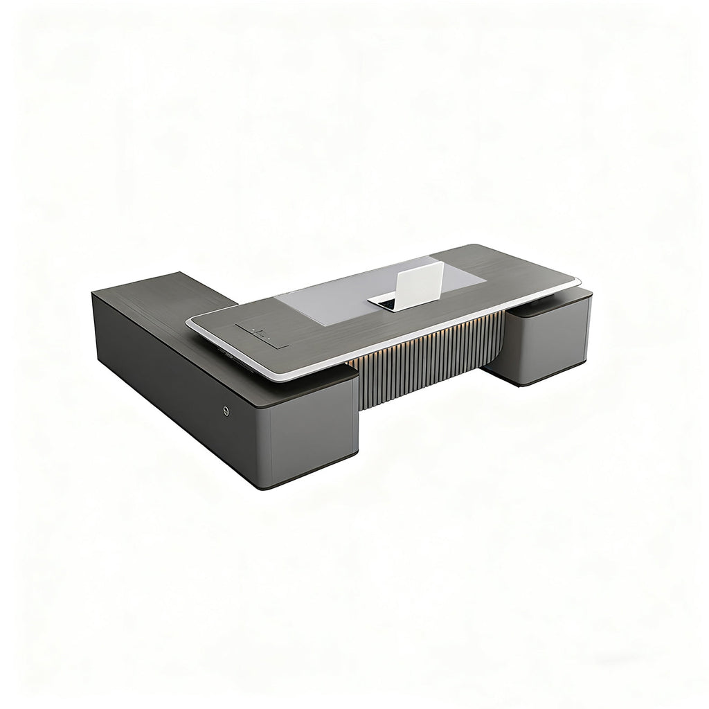 L-Shape Modern Executive Desk with Integrated Storage