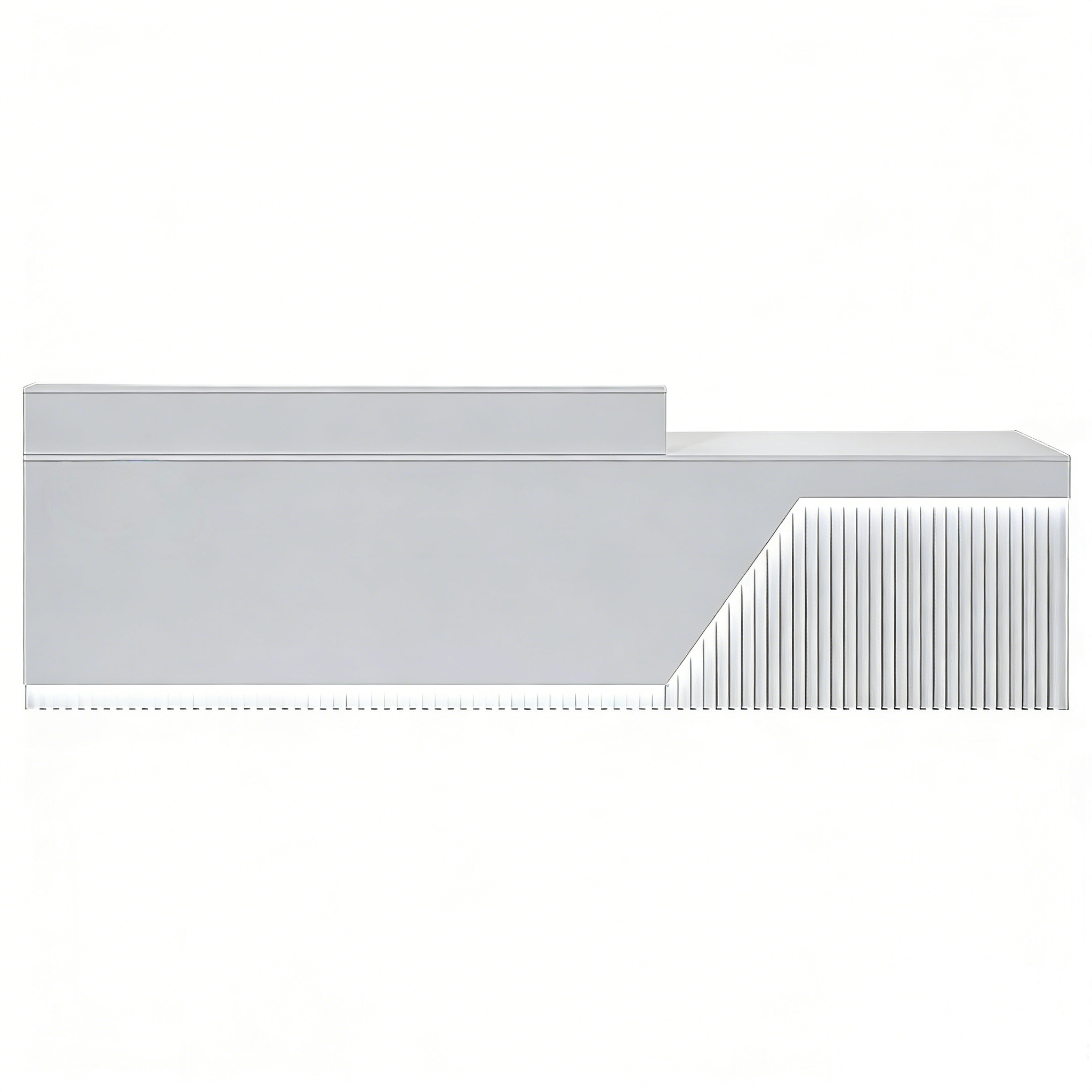 Modern White LED Reception Counter with Fluted Front Panel
