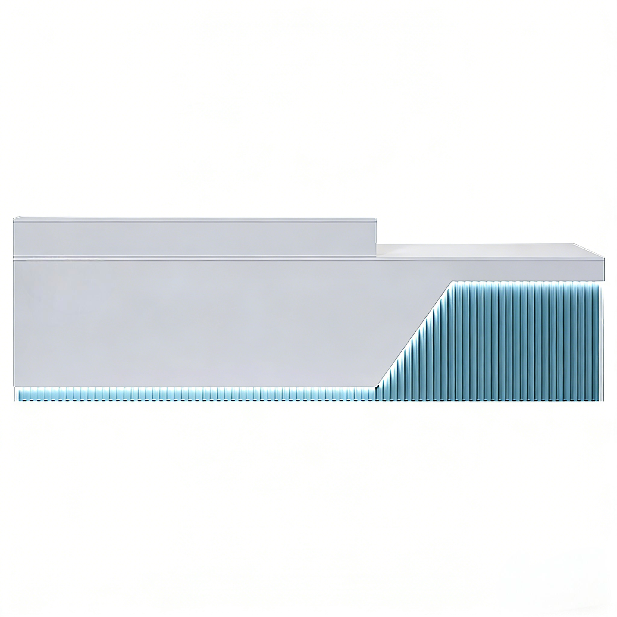 Modern White LED Reception Counter with Fluted Front Panel