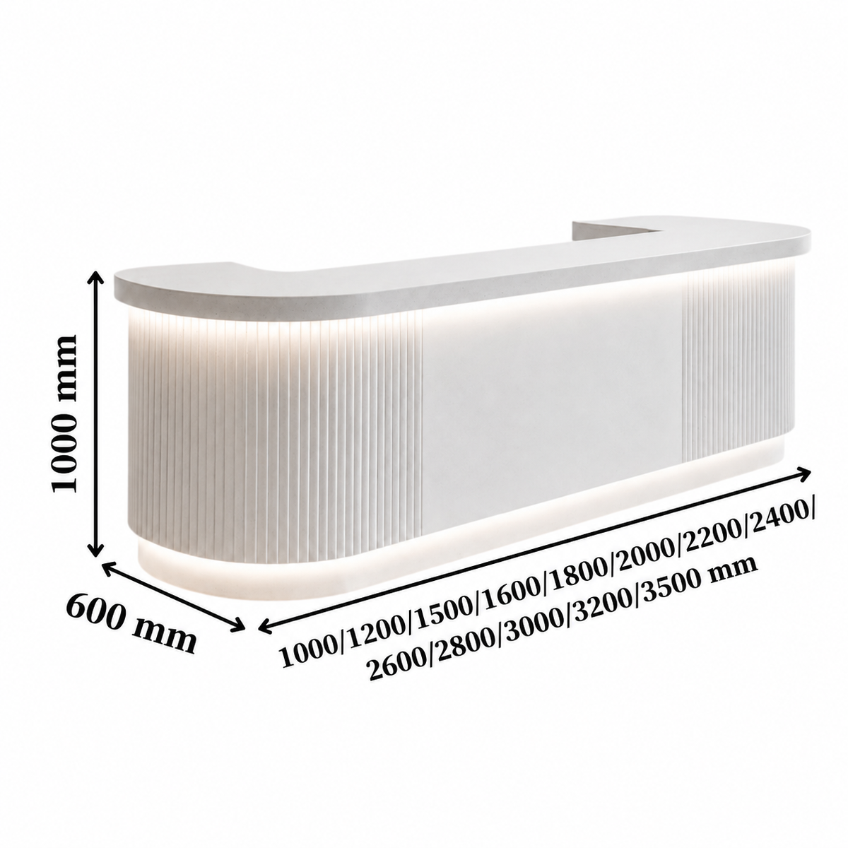 Fluted White Reception Counter for Retail Spaces