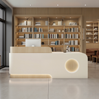 Minimalist Reception Counter With LED Base Light, Lockable Storage and Logo Feature